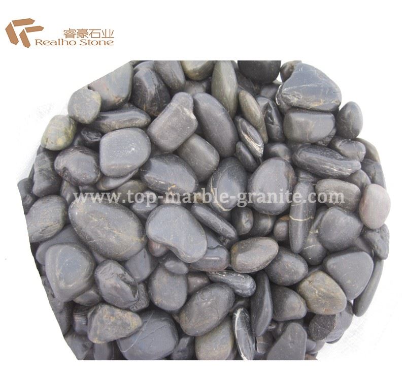 polished black pebbles
