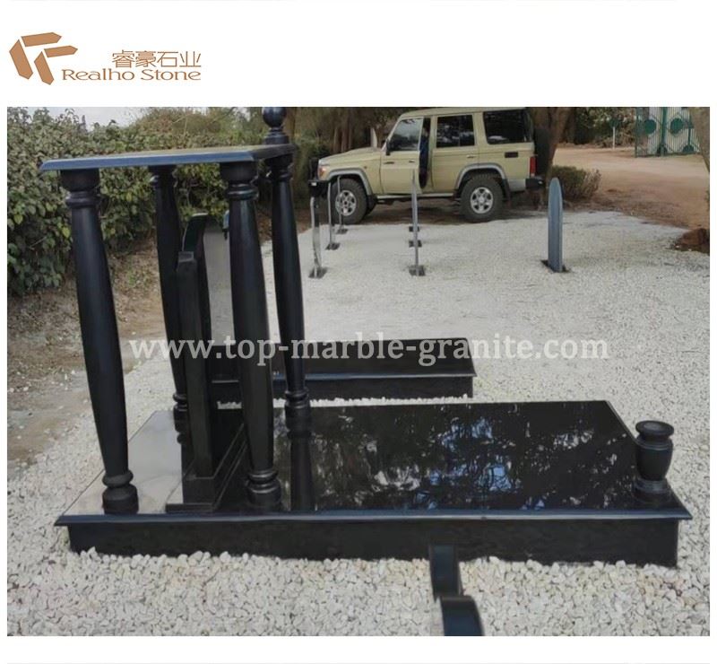 black polished granite headstones