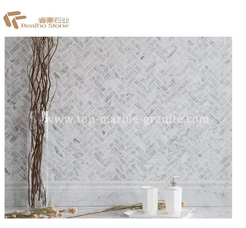 herringbone mosaic backsplash