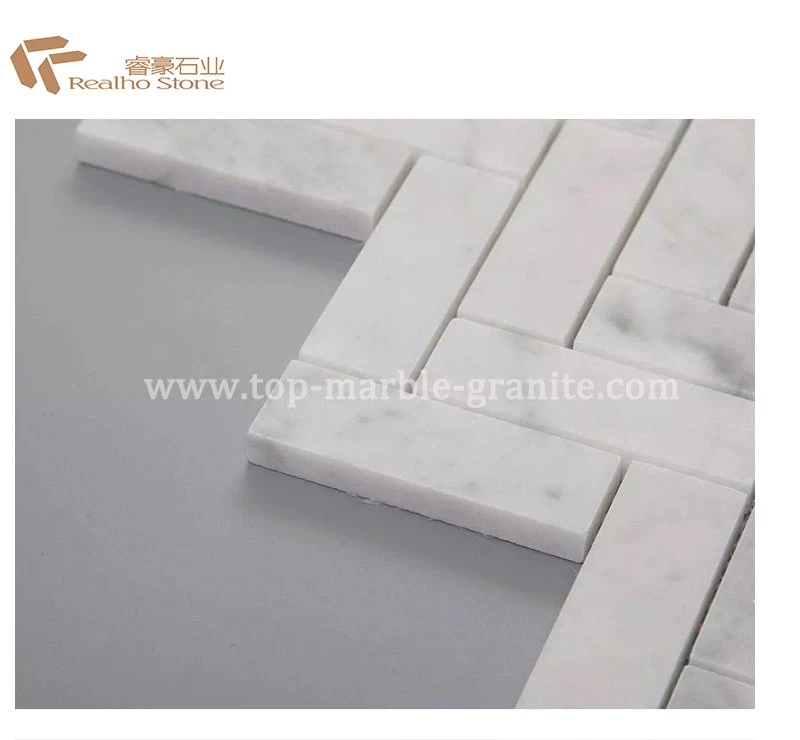 carrara herringbone backsplash