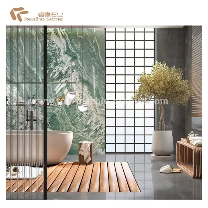 green marble floor tiles