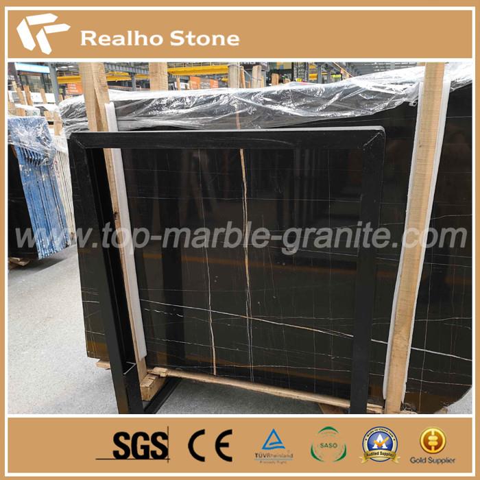 Nature Black Color Nero Dorato Marble With Gold Veins