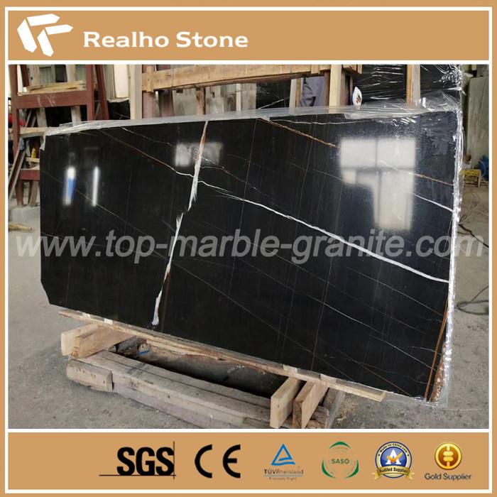 Nature Black Color Nero Dorato Marble With Gold Veins
