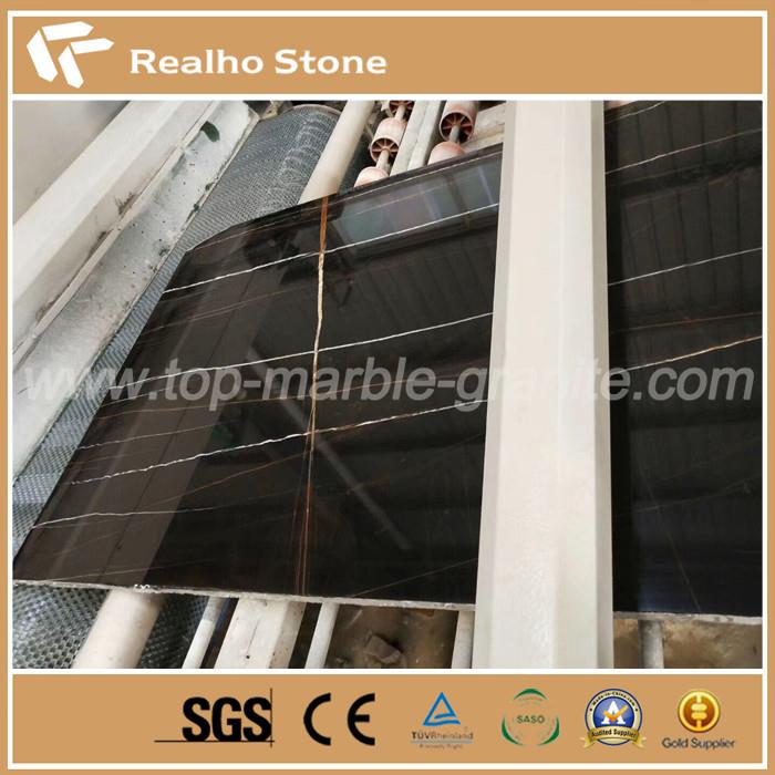 Nature Black Color Nero Dorato Marble With Gold Veins