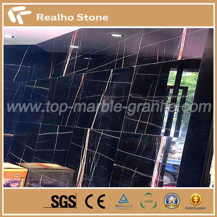 Nature Black Color Nero Dorato Marble With Gold Veins