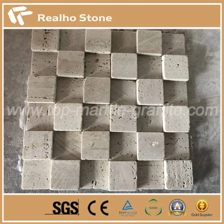 Tumbled Travertine Square Shape Mosaic Floor Tiles