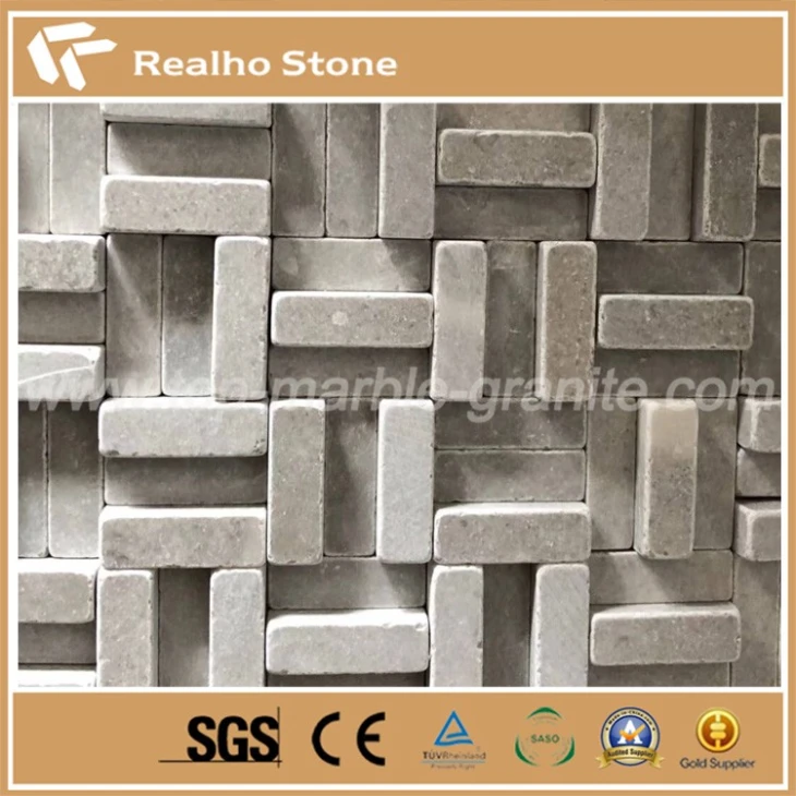 Tumbled Travertine Square Shape Mosaic Floor Tiles