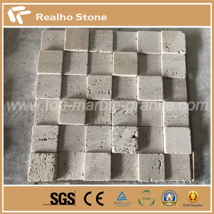 Tumbled Travertine Square Shape Mosaic Floor Tiles