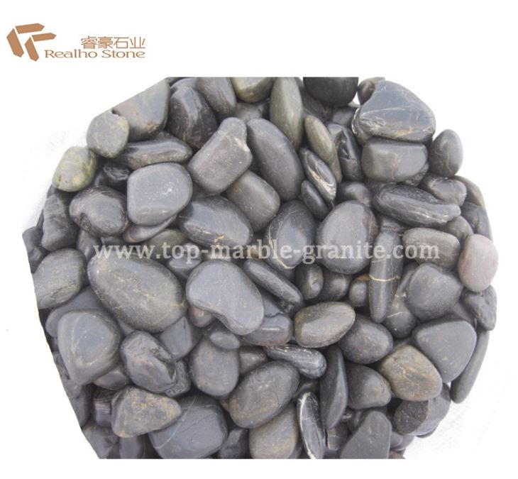 polished black pebbles