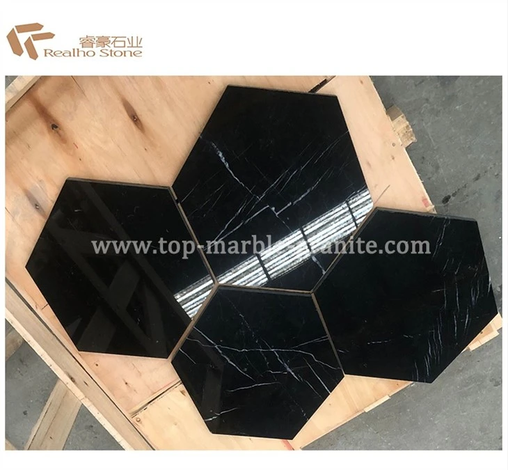 Marble tile with hexagonal shape