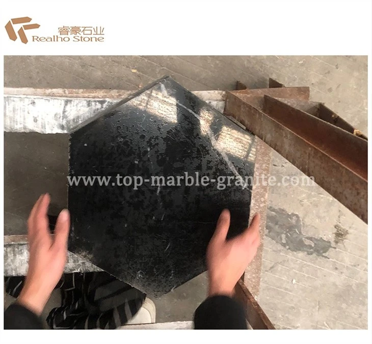 Black marquina with hexagonal shape
