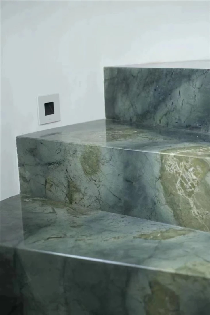 green marble steps